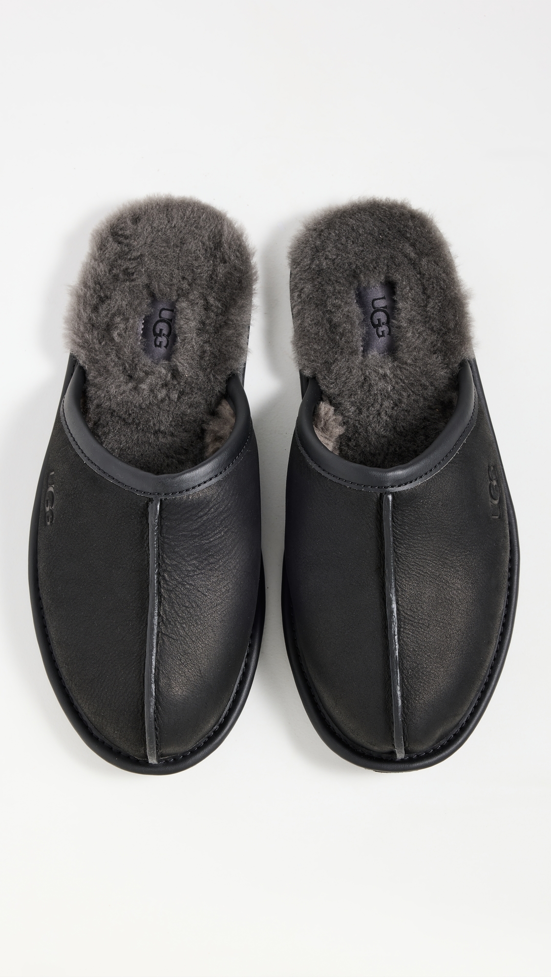 Scuff Leather Slippers Black