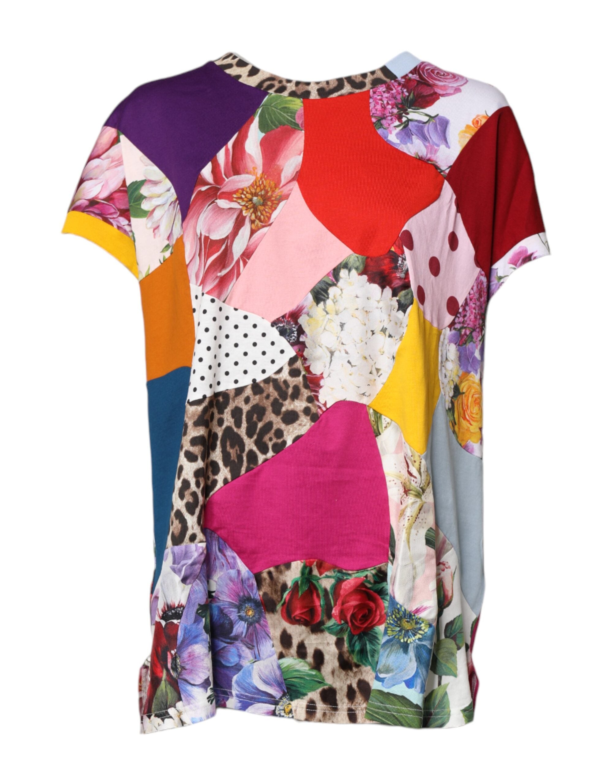 Patchwork Floral and Animal Print Blouse — Multicolor