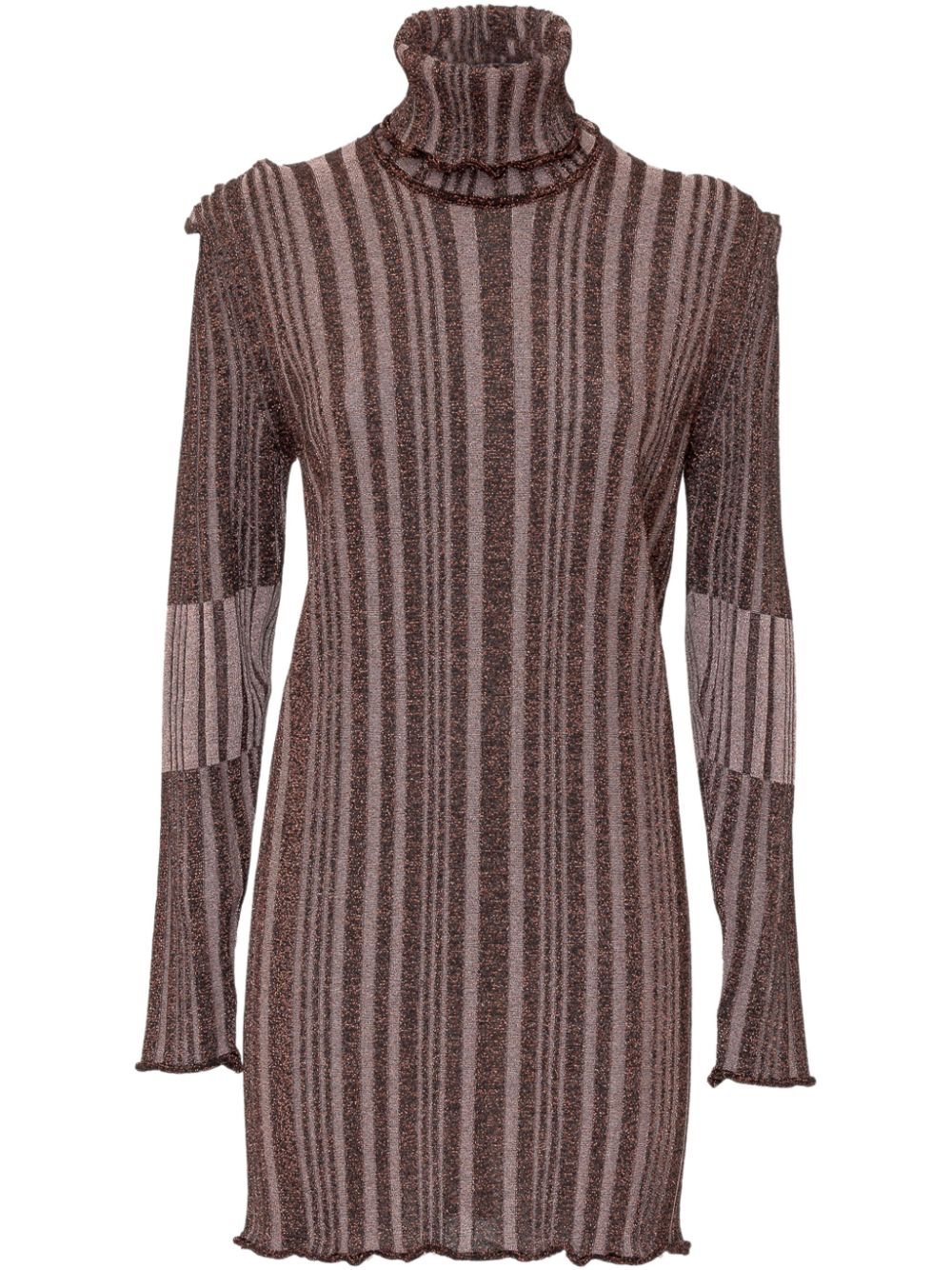 Striped mini dress - Brown