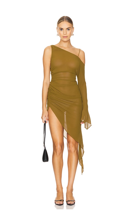 H:ours Rei Midi Dress in Olive.  XS. Also in M, S