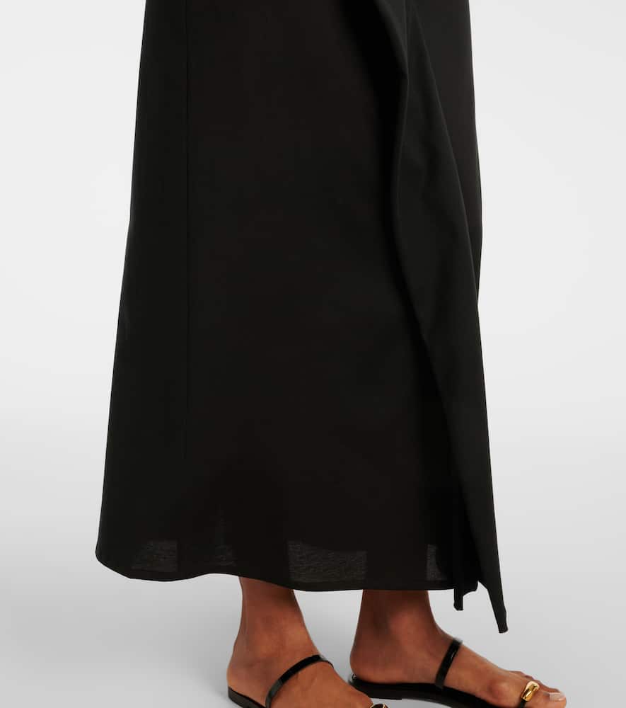 Asymmetric draped midi dress