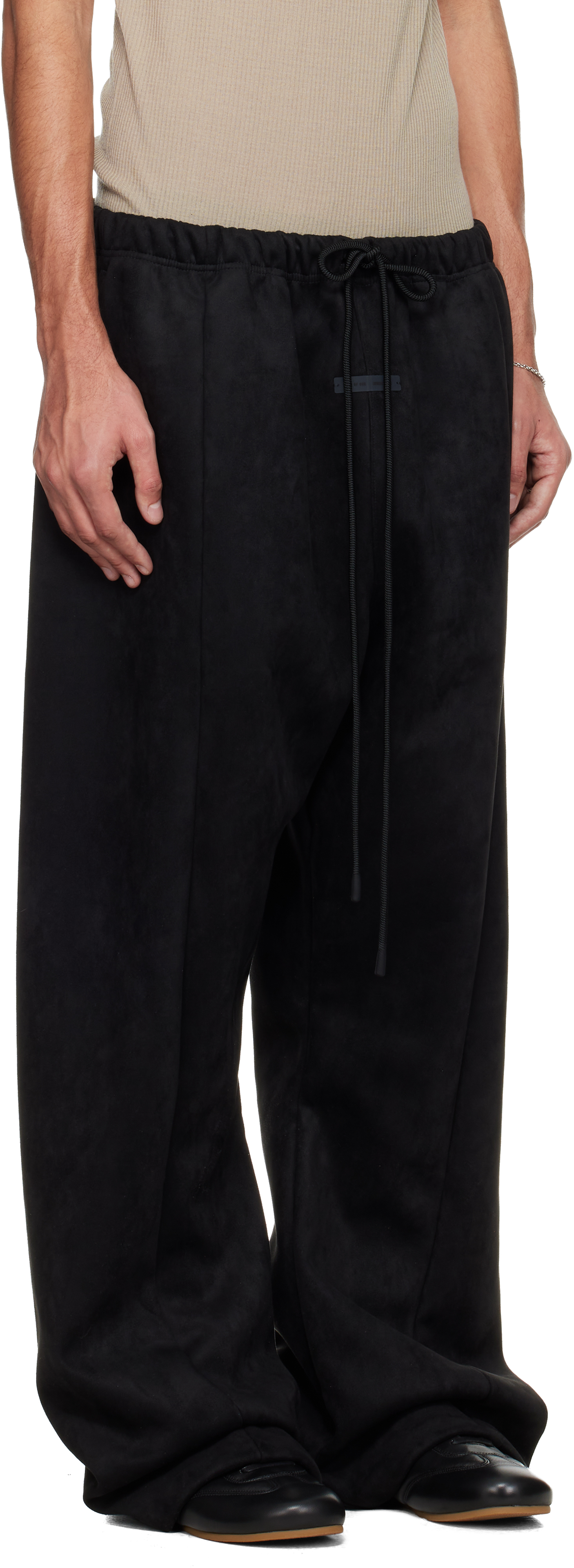 Black Holiday Flare Faux-Suede Sweatpants