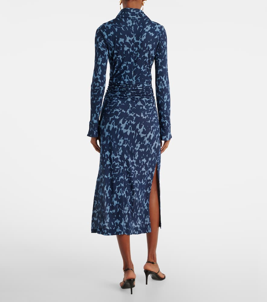 Claudia printed ruched jersey shirt dress