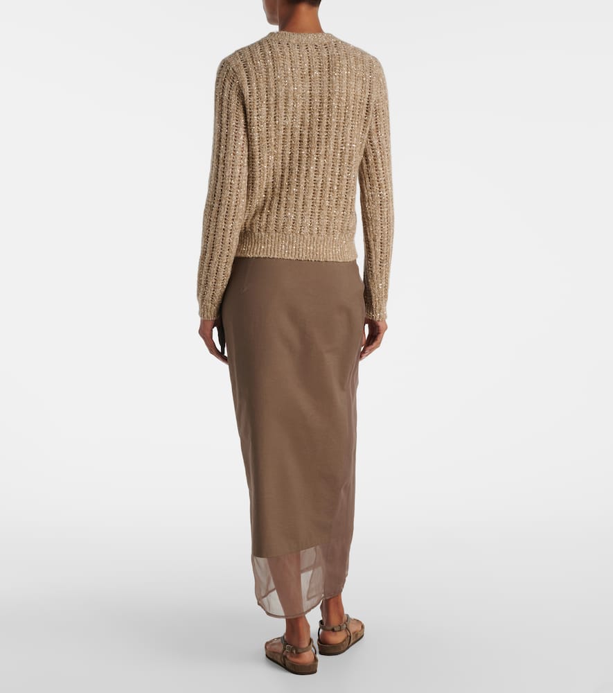 Open-knit sequined sweater