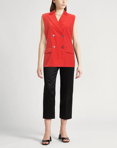 Woman Blazer Red Size 14 Cotton, Cashmere, Elastane