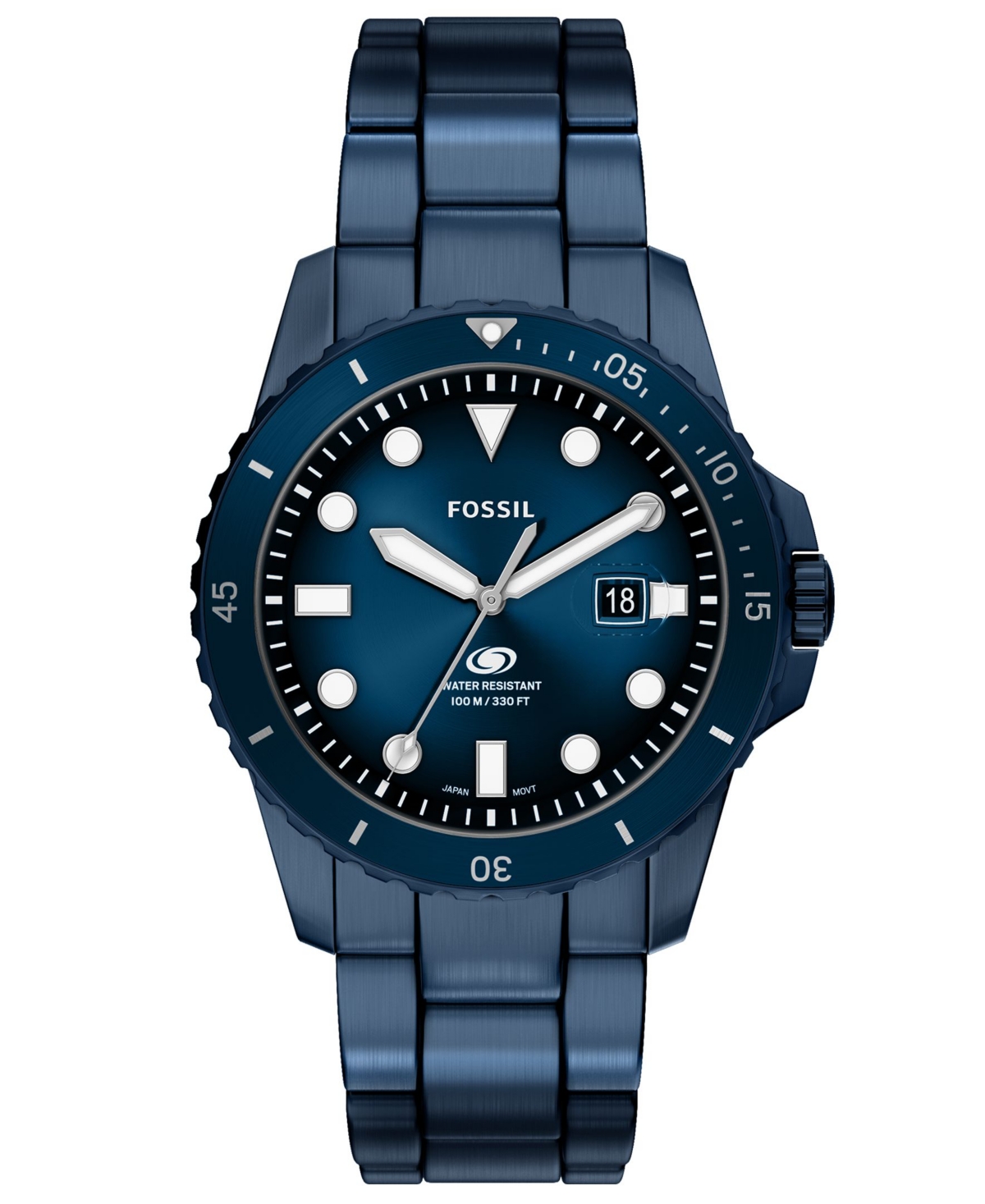 Men's Blue Dive Three-Hand Navy Stainless Steel Watch, 42mm - Blue