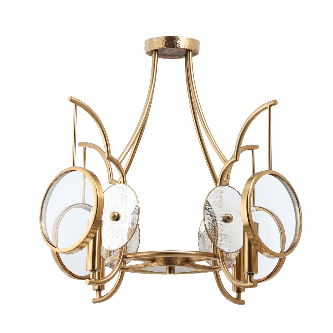 Brass Antq Four Light Semi Flush Mount from the Into Focus Collection
