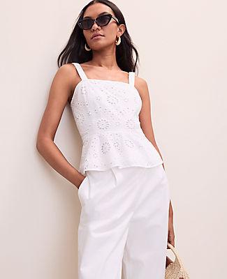 Ann Taylor Eyelet Peplum Top