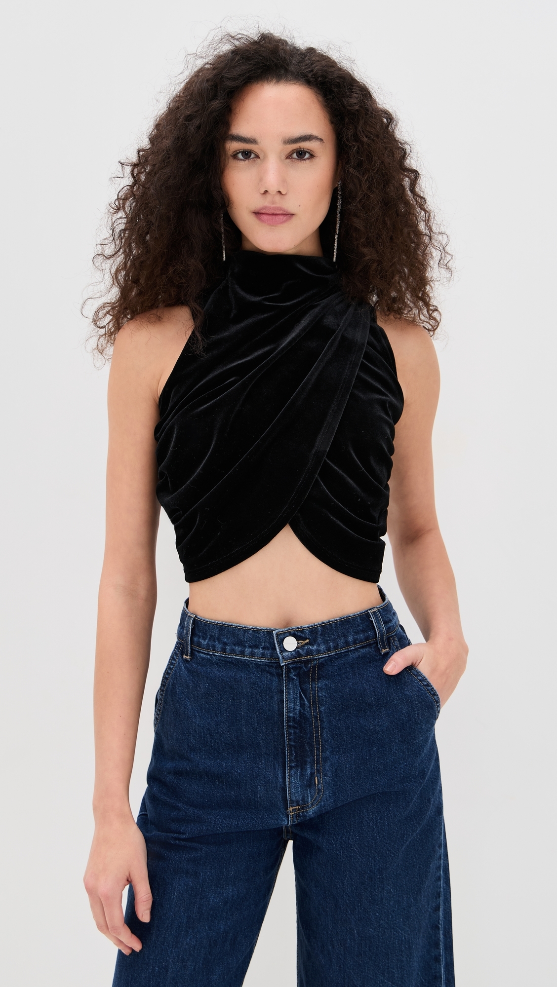 Mel Velvet Top Black