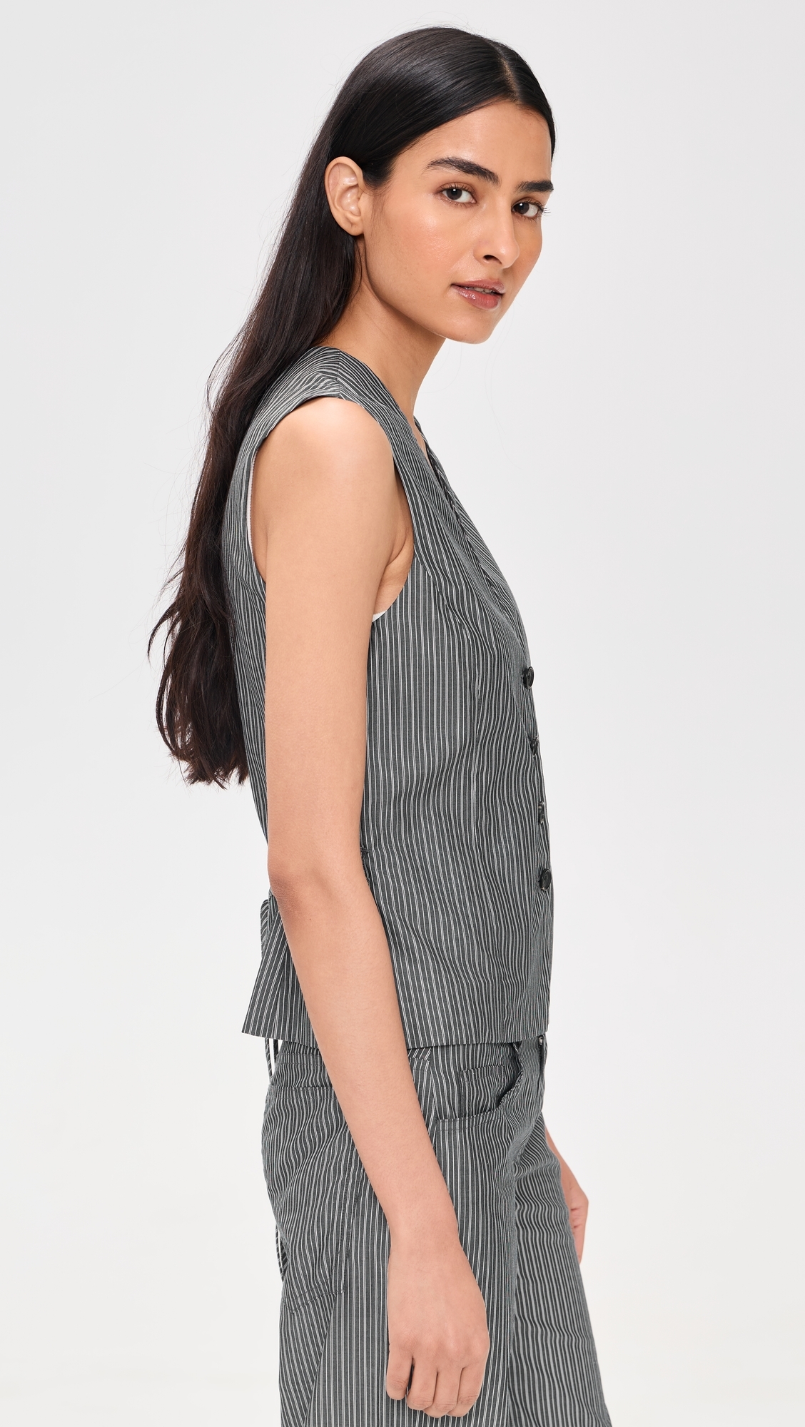 Paulette Stripe Poplin Vest Salst