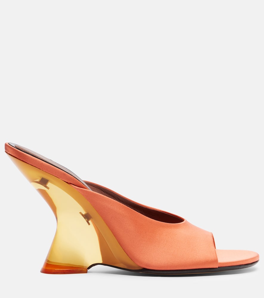 Satin wedge mules