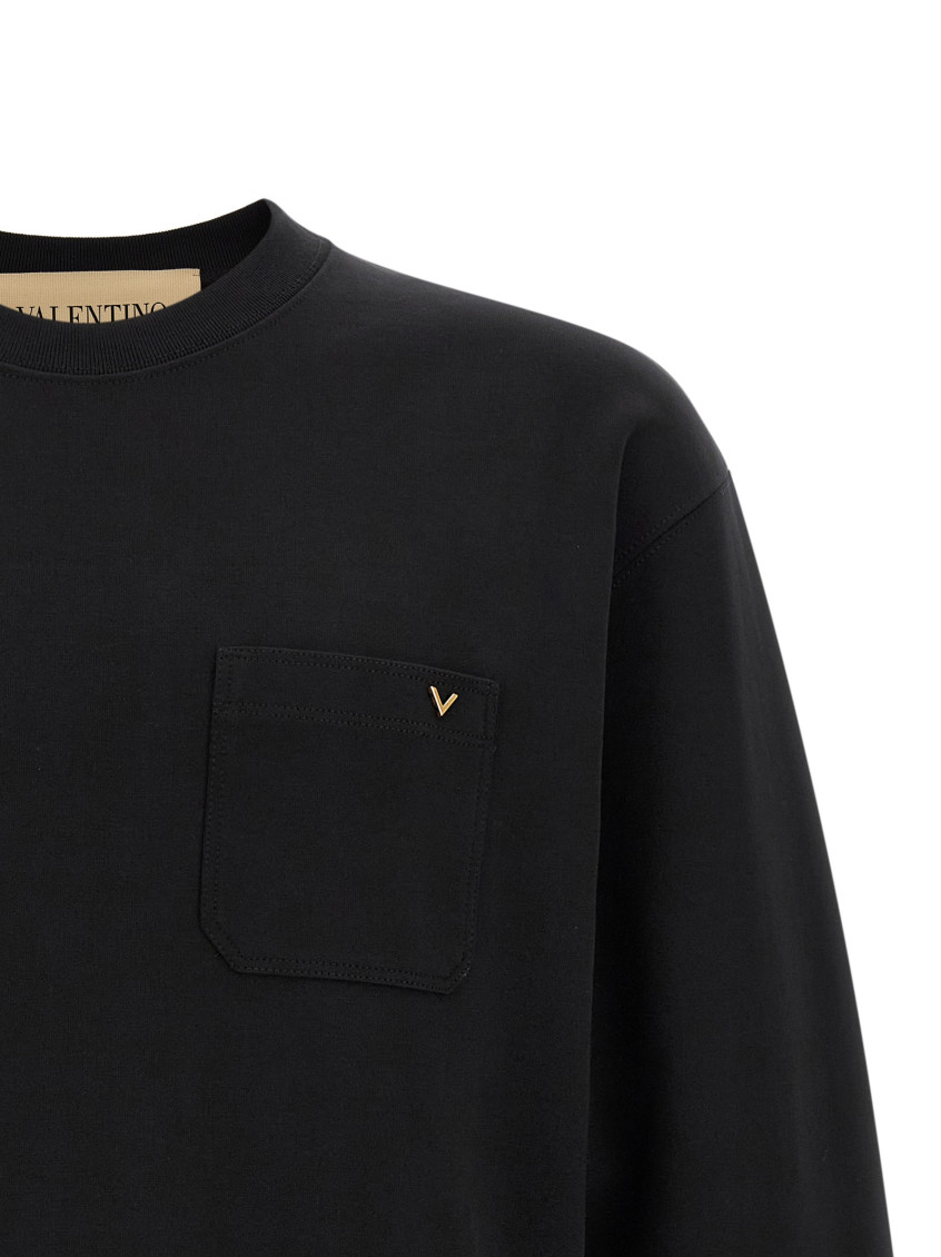 Black Solid Crew Neck Sweatshirt