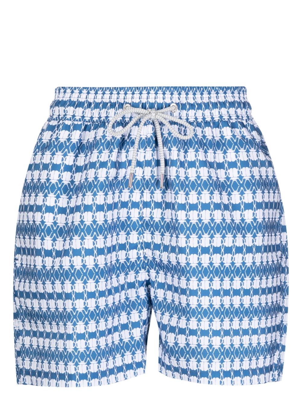 Graphic-print drawstring swim shorts - Blue