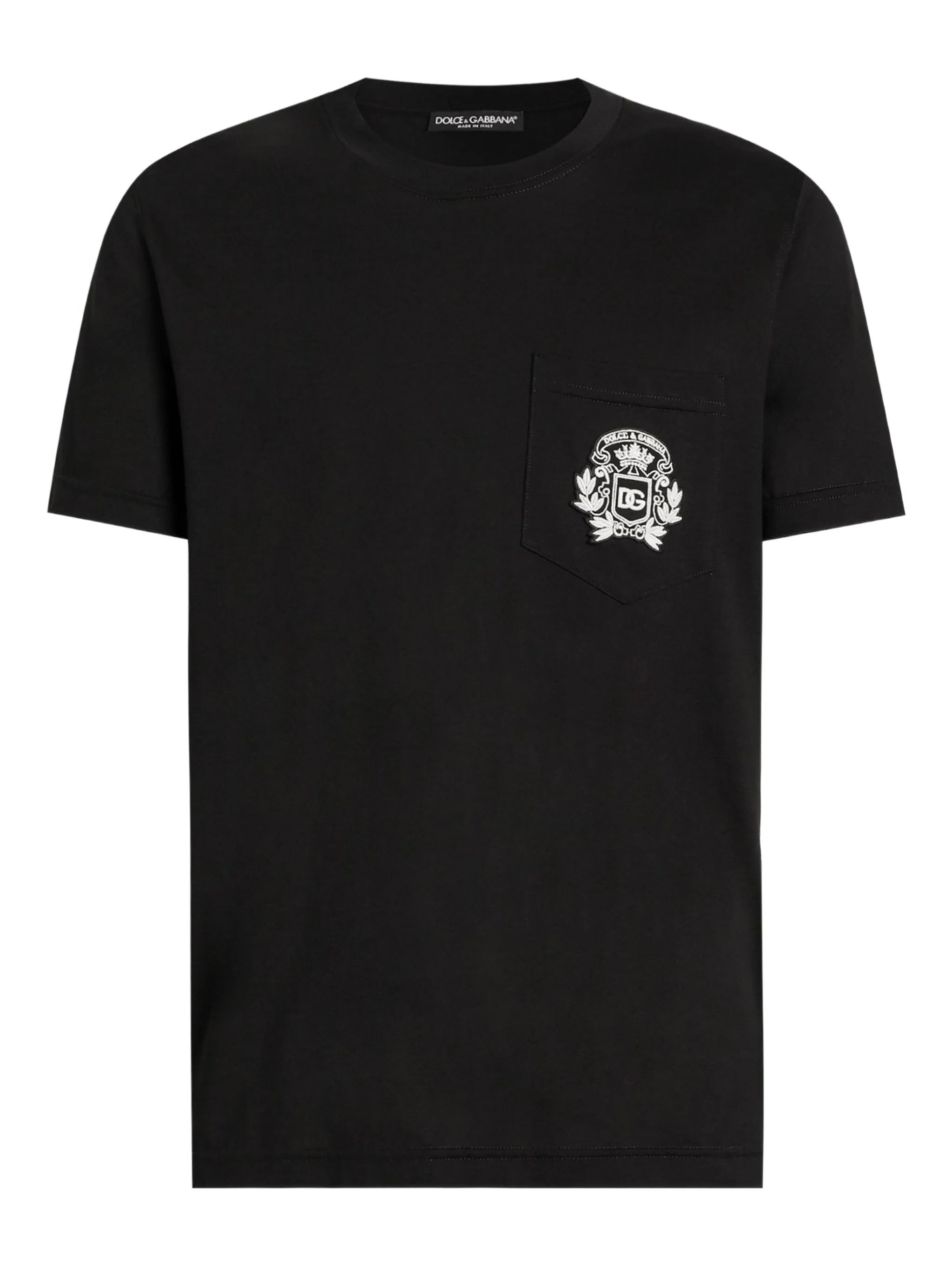 Men's Cotton T-Shirt with Embroidered Chest Pocket, Patch Detail