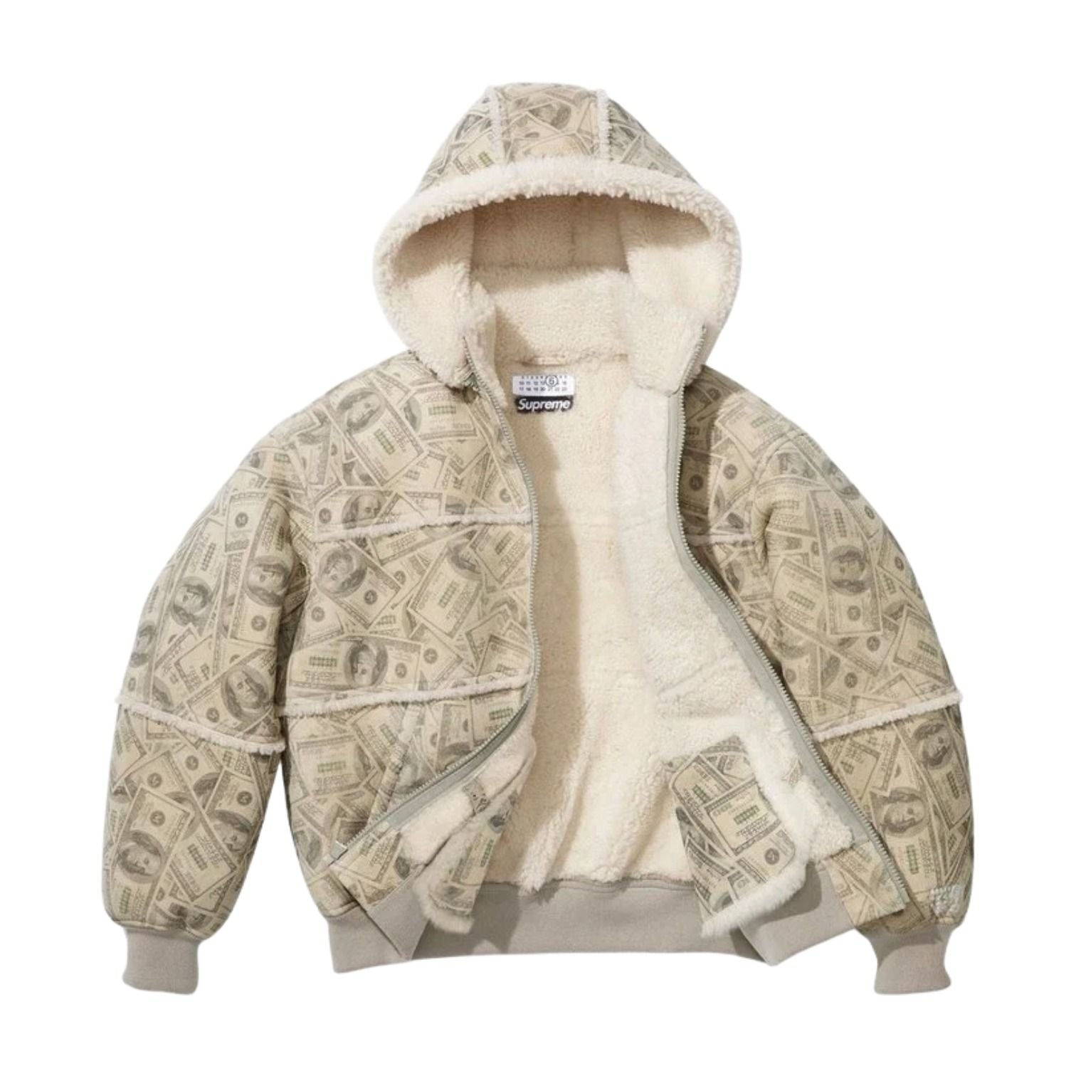 X MM6 Maison Margiela Hooded Shearling Bomber Jacket 'White'