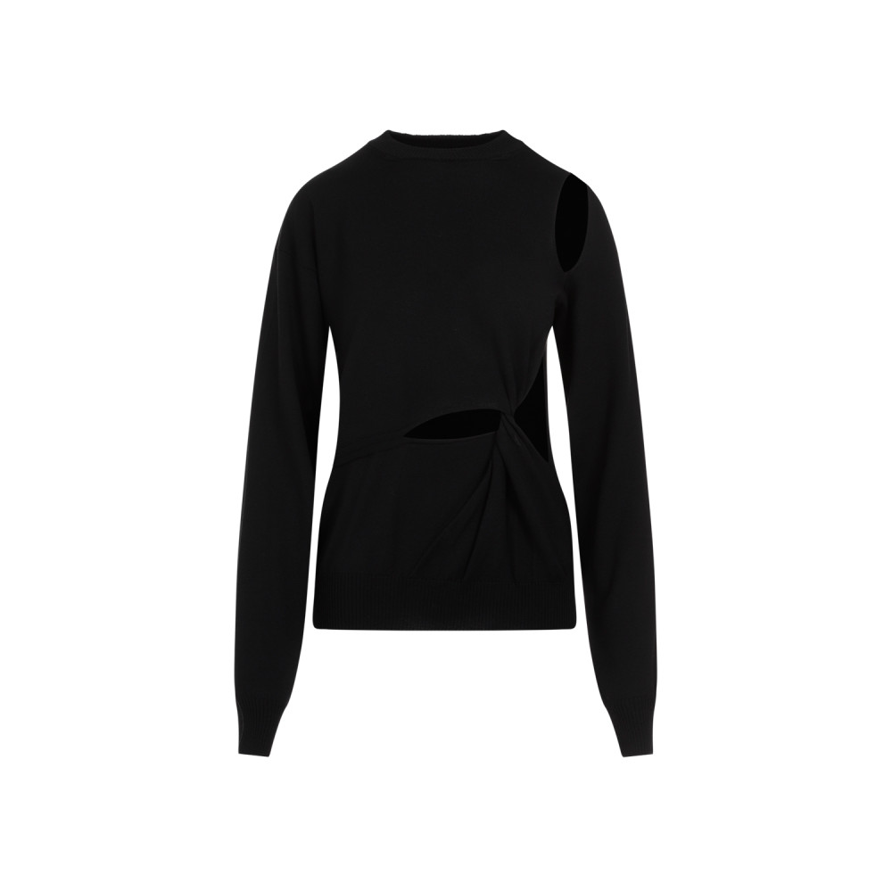 Black Roundneck Cutout Pullover