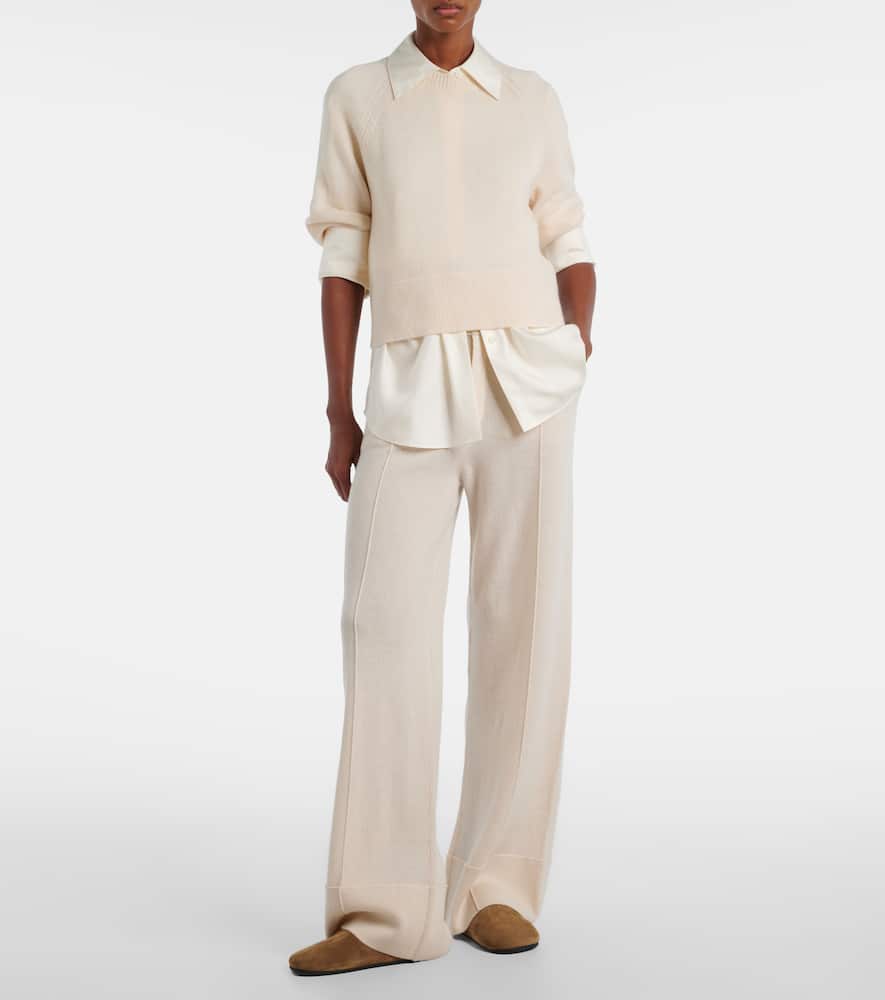 Wool and cashmere wide-leg pants