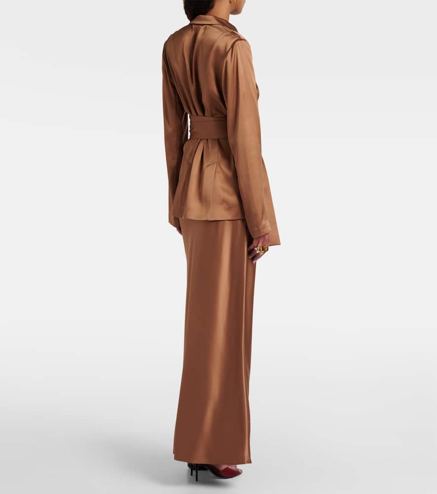 Archer double-breasted silk satin blazer