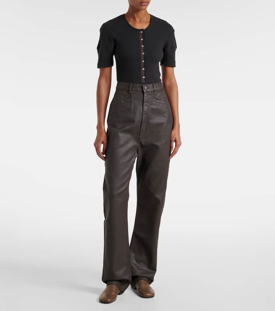 High-rise cotton wide-leg pants