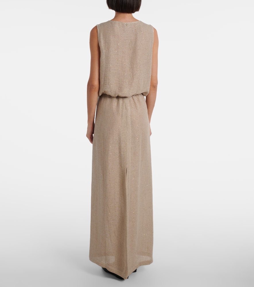 Stella sequined linen-blend maxi skirt