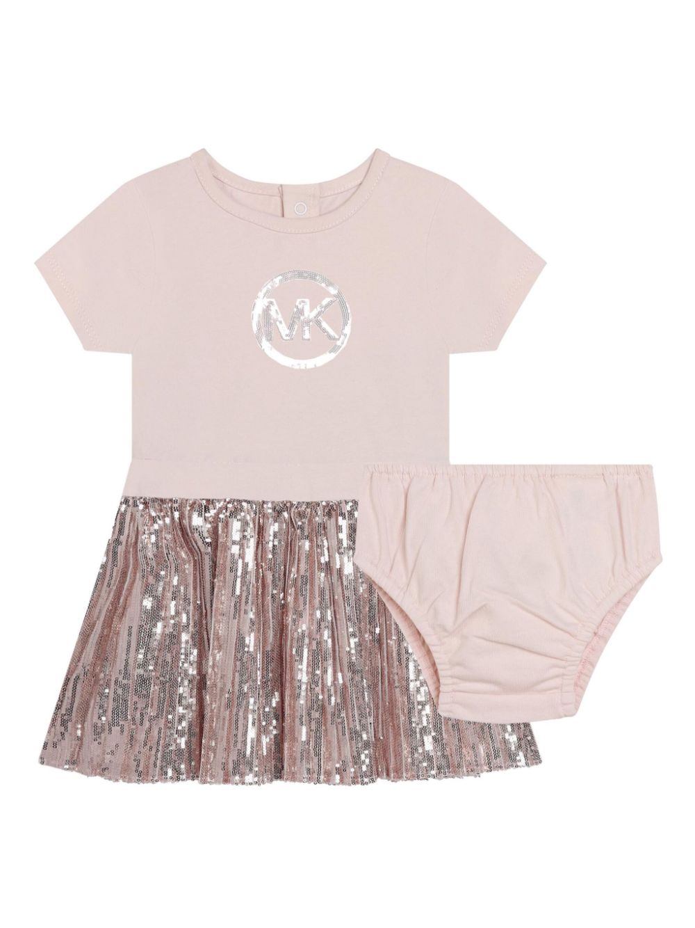 Monogram-print sequin-embellished dress - Pink