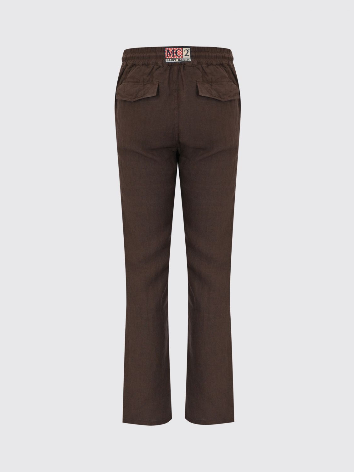 Straight-leg drawstring linen trousers - Blue