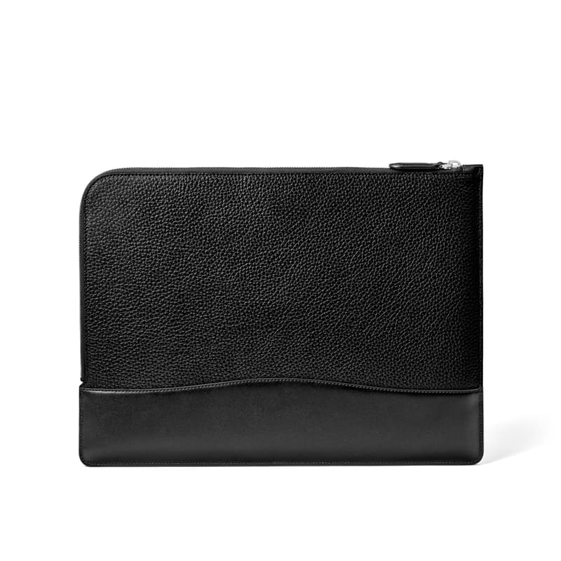 City Leather Folio Case in Black Pebble