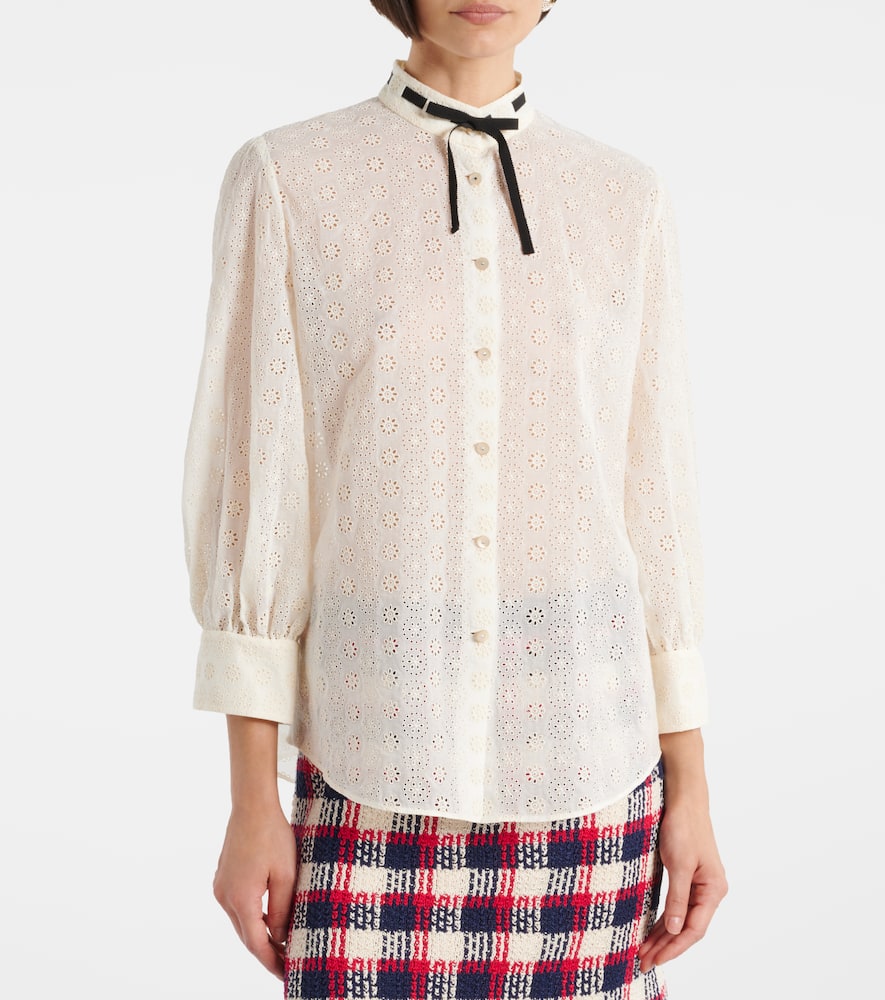 Broderie anglaise cotton poplin shirt