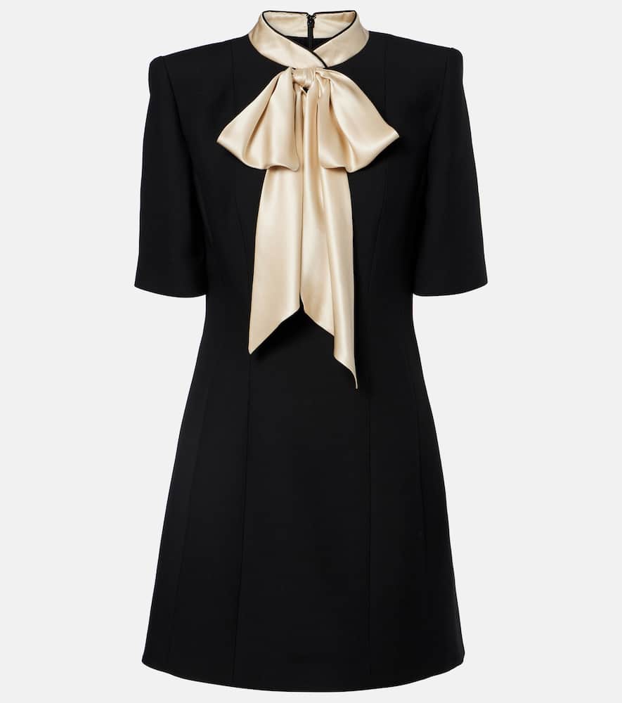 Bow-detail wool and silk minidress