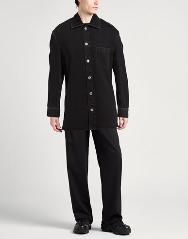 Man Denim outerwear Black Size S Cotton, Calfskin