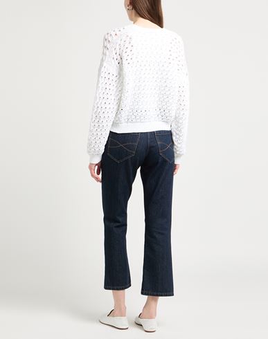 Woman Cardigan White Size 6 Cotton, Polyester