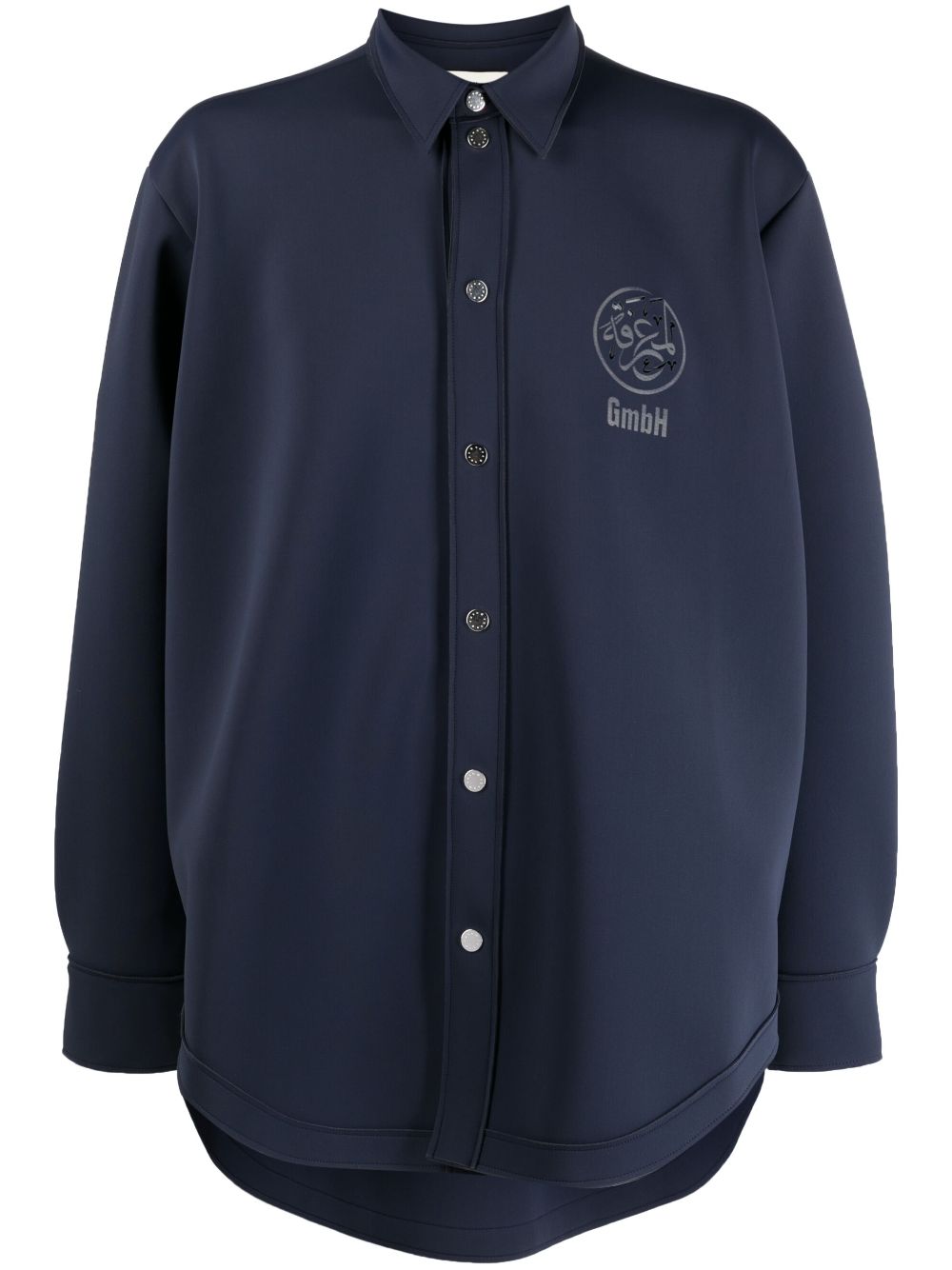 Logo-print recycled nylon shirt - Blue