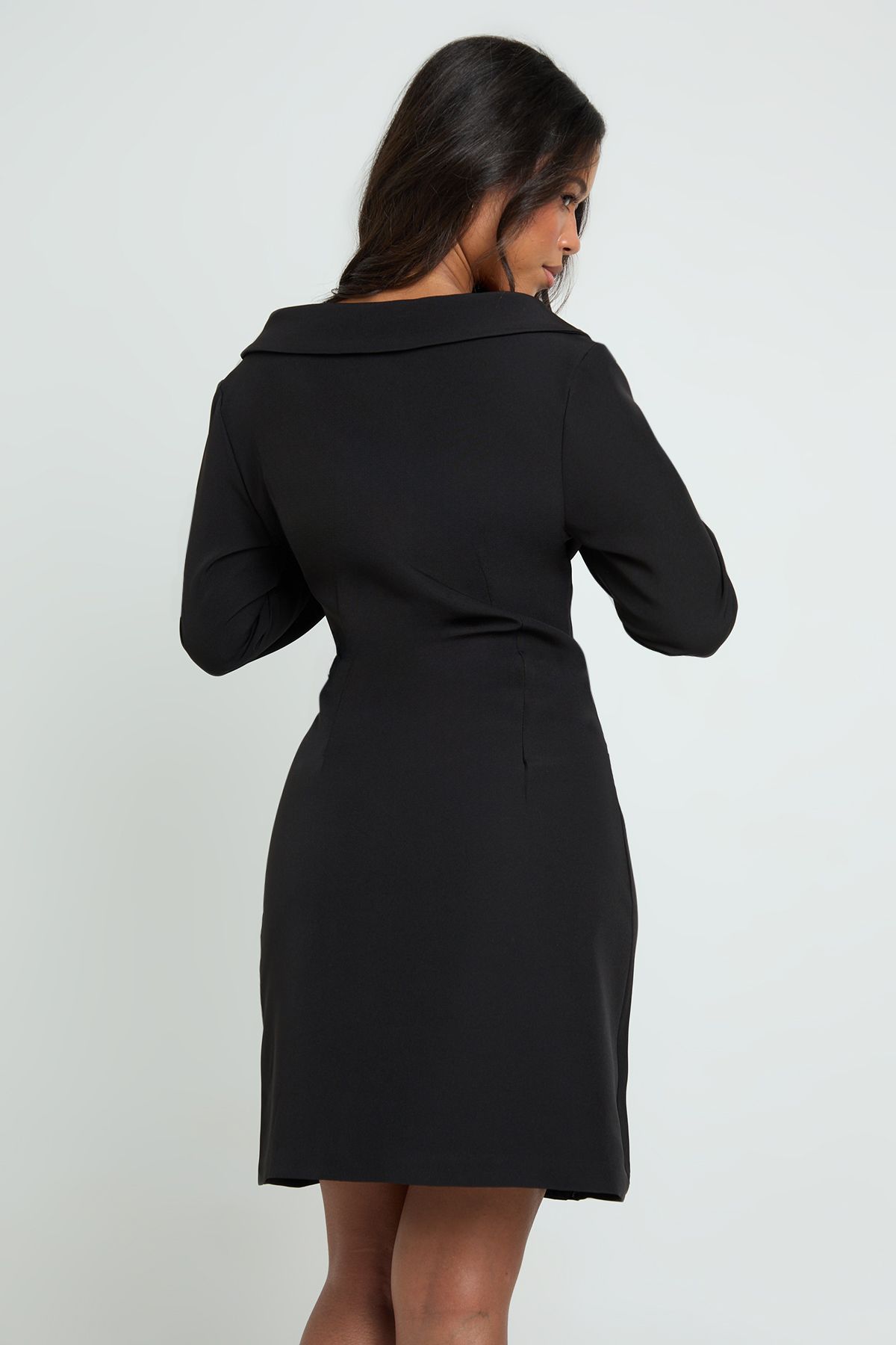 Boohoo Womens Tall Bardot Fitted Blazer Dress - Black