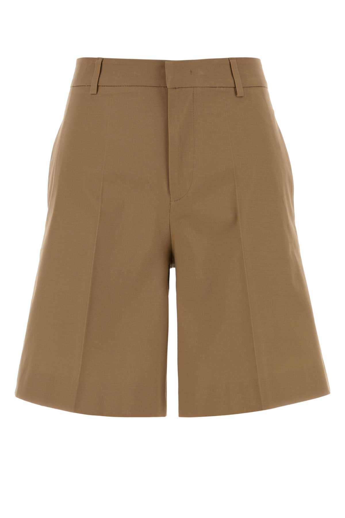 Stretch Cotton Bermuda Shorts — Beige