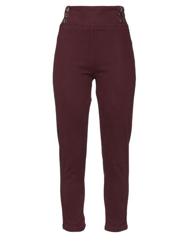 Woman Pants Burgundy Size 2 Cotton, Elastane