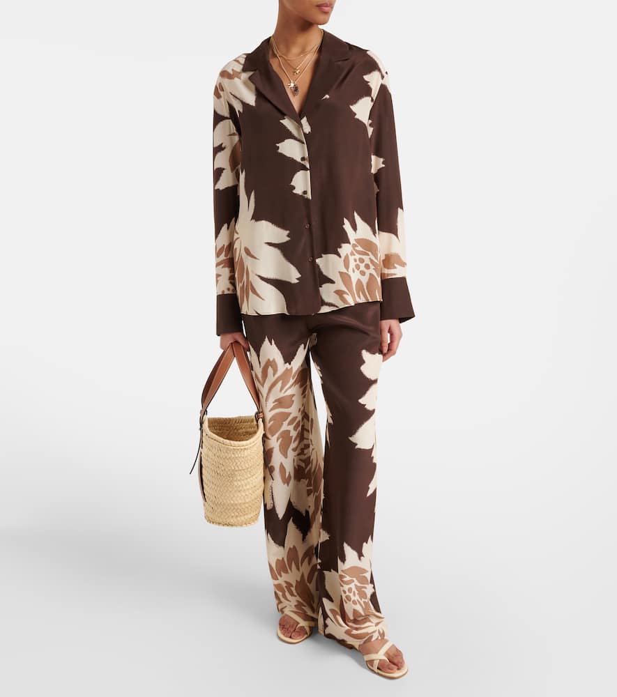 Floral silk satin shirt