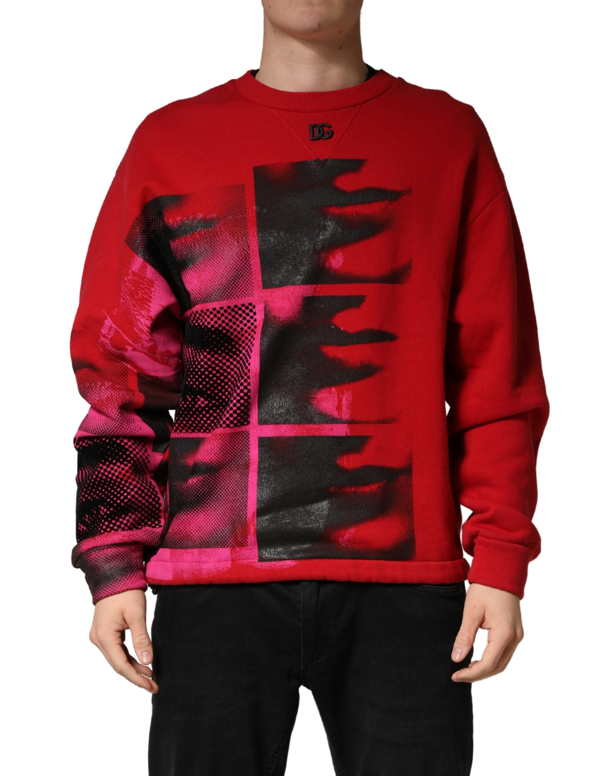 Graphic Print Crew Neck Sweatshirt — Red