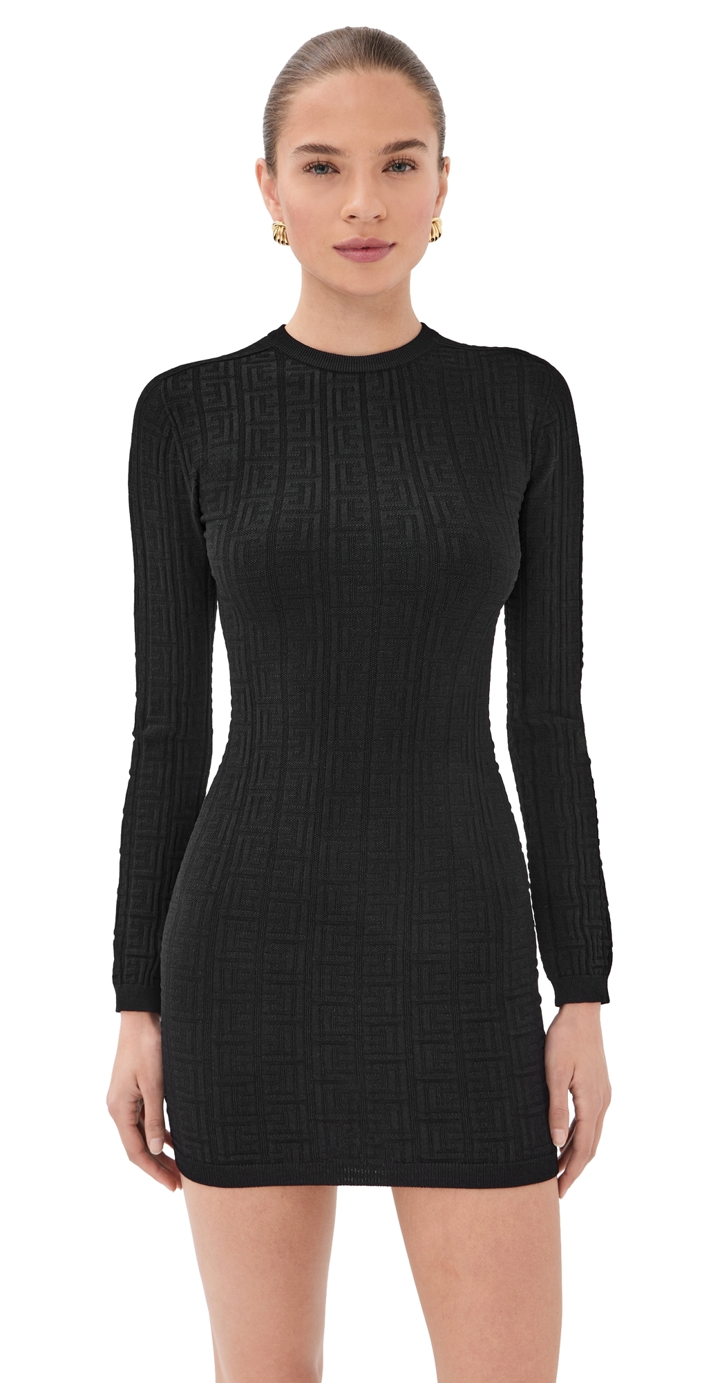 Monogram Bodycon Knit Short Dress Noir