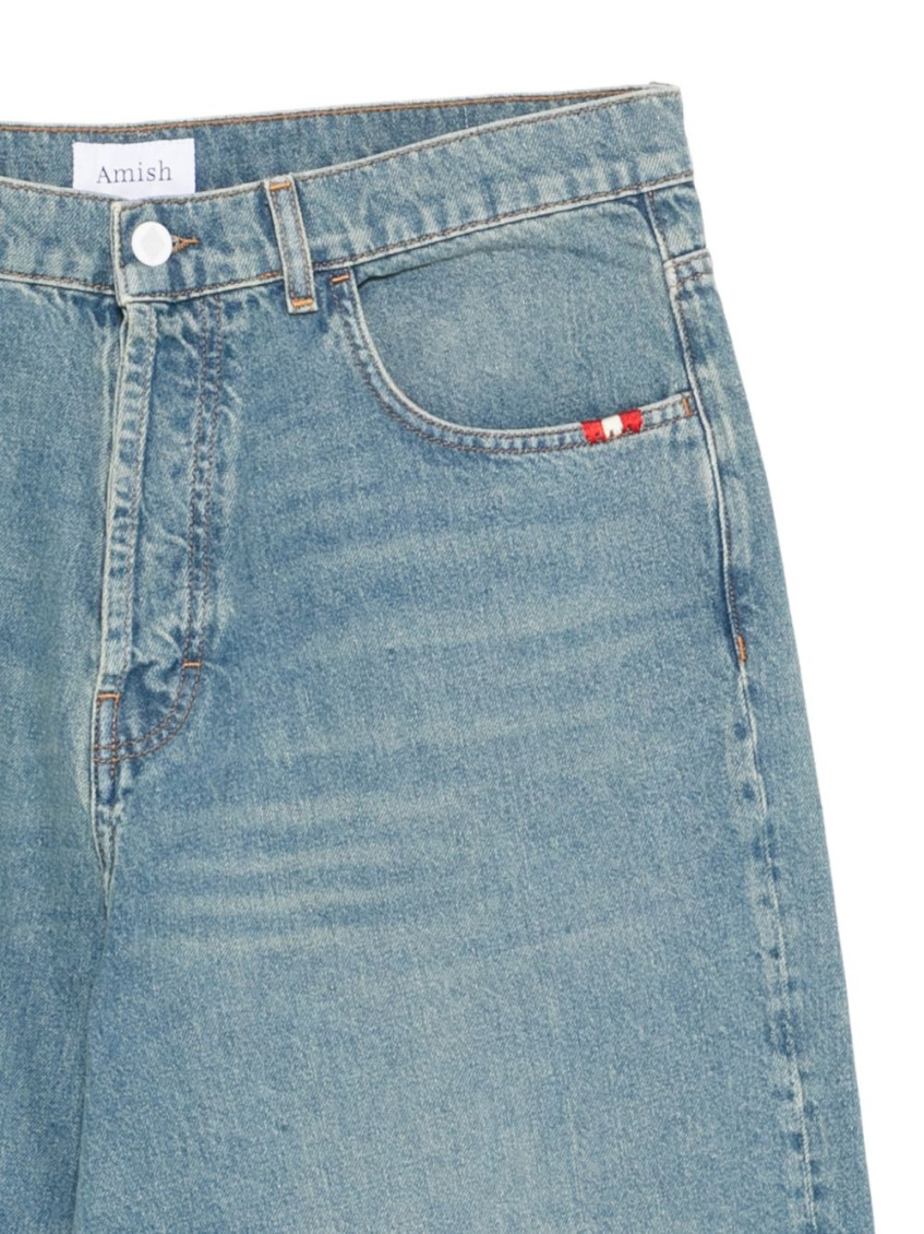 Light Blue Washed Wide Leg Jeans