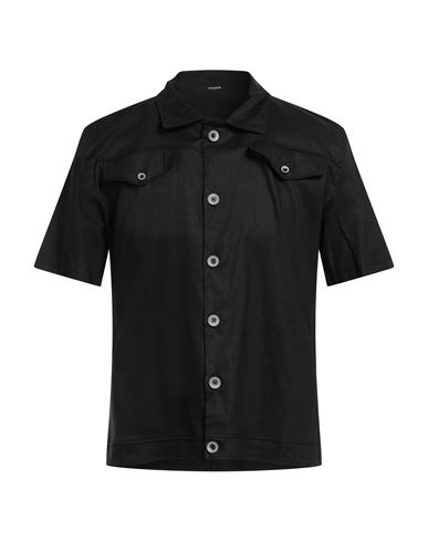 Man Shirt Black Size M Viscose, Linen, Cotton, Elastane