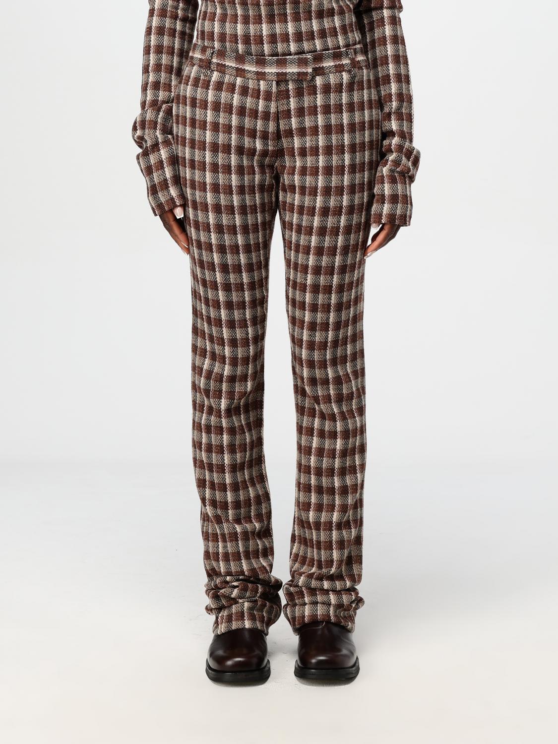 Check pattern trousers - Brown