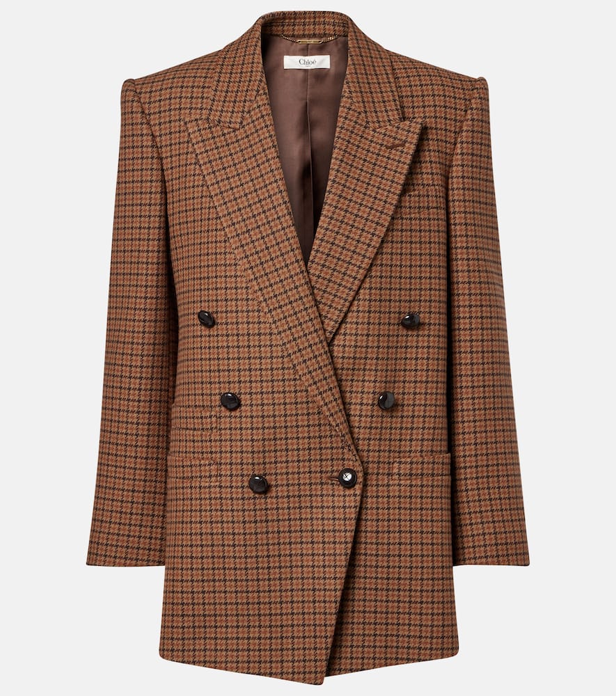 Chloé Checked double-breasted wool-blend blazer