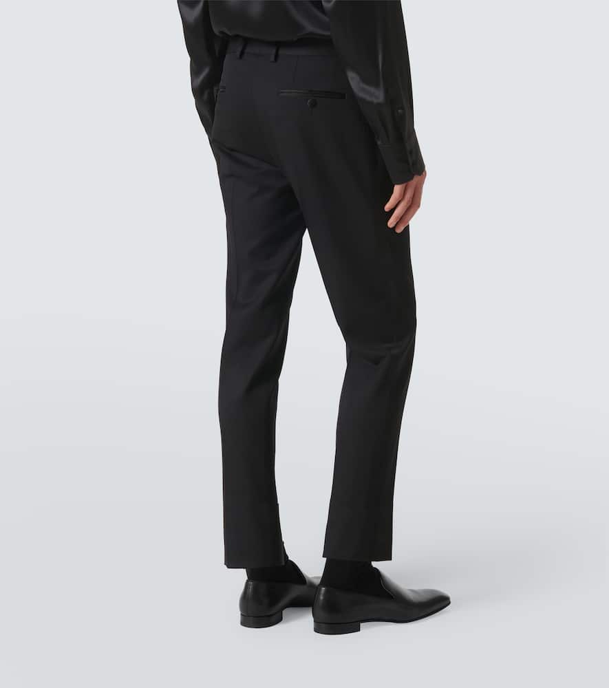 Wool-blend gabardine tuxedo pants