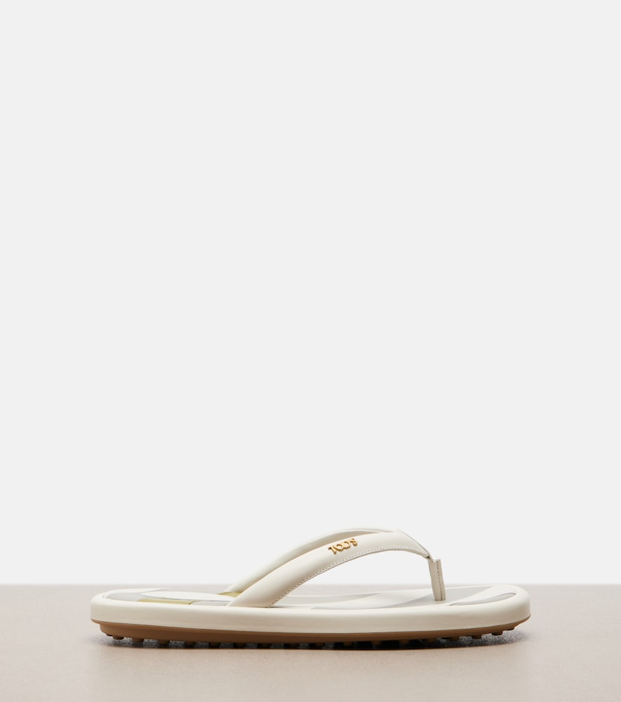 Striped leather thong sandals