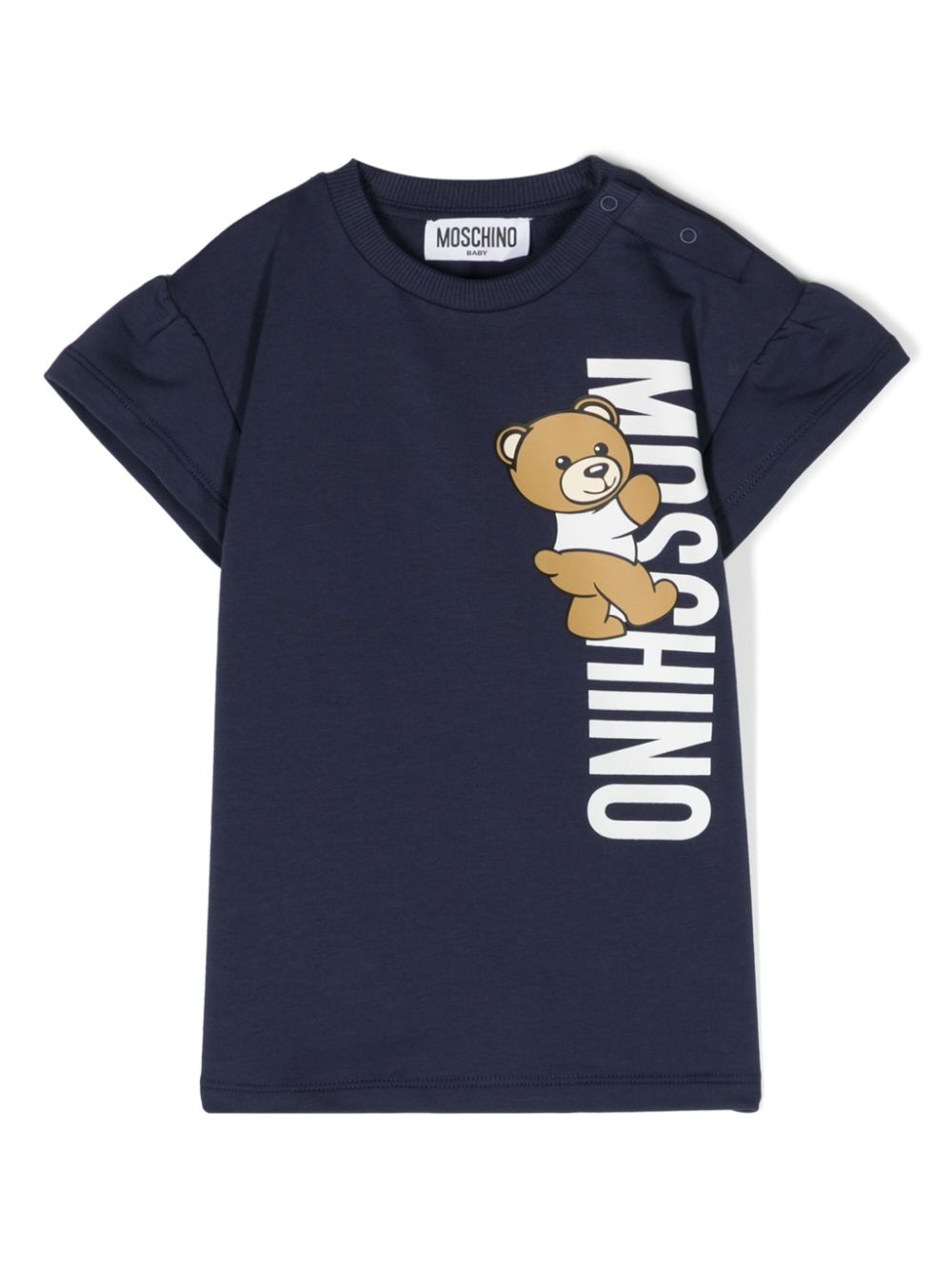 Teddy Bear printed cotton T-shirt - Blue