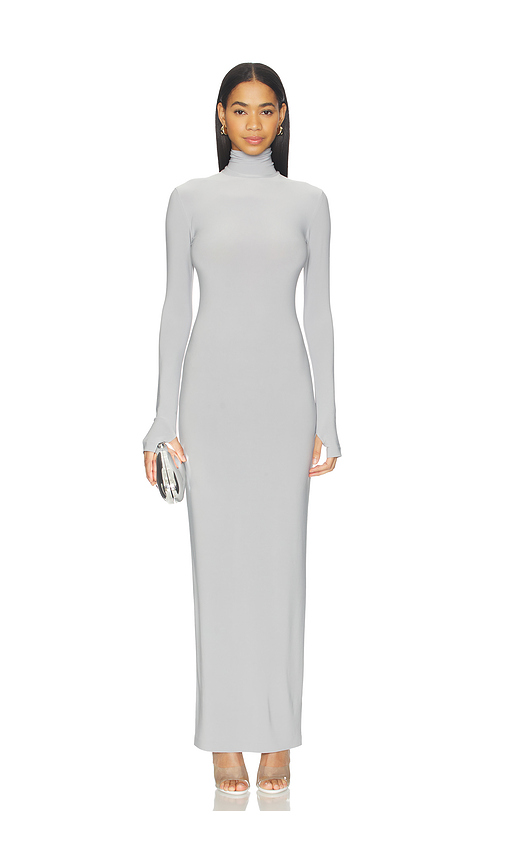 Norma Kamali x Lifestyle Turtle Long Dress in Light Grey. M. Also in