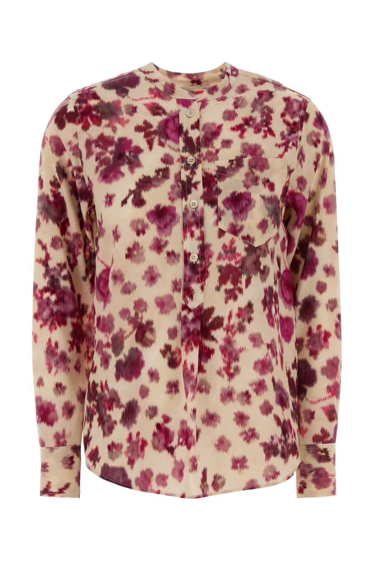 Printed Stretch Silk Shirt — Pink