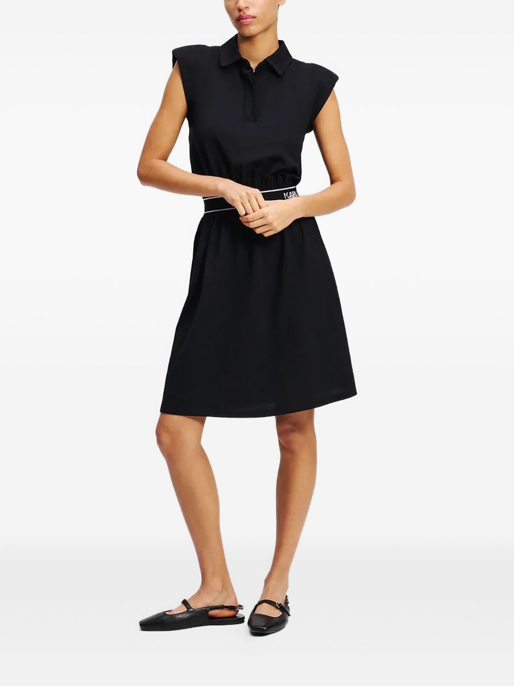 Padded-shoulder mini dress - Black