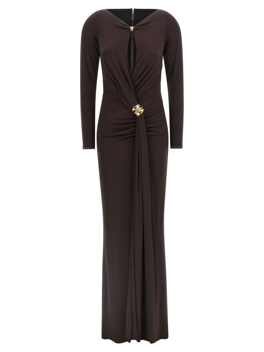 Elisabetta Franchi - jersey gown draped v neckline maxi