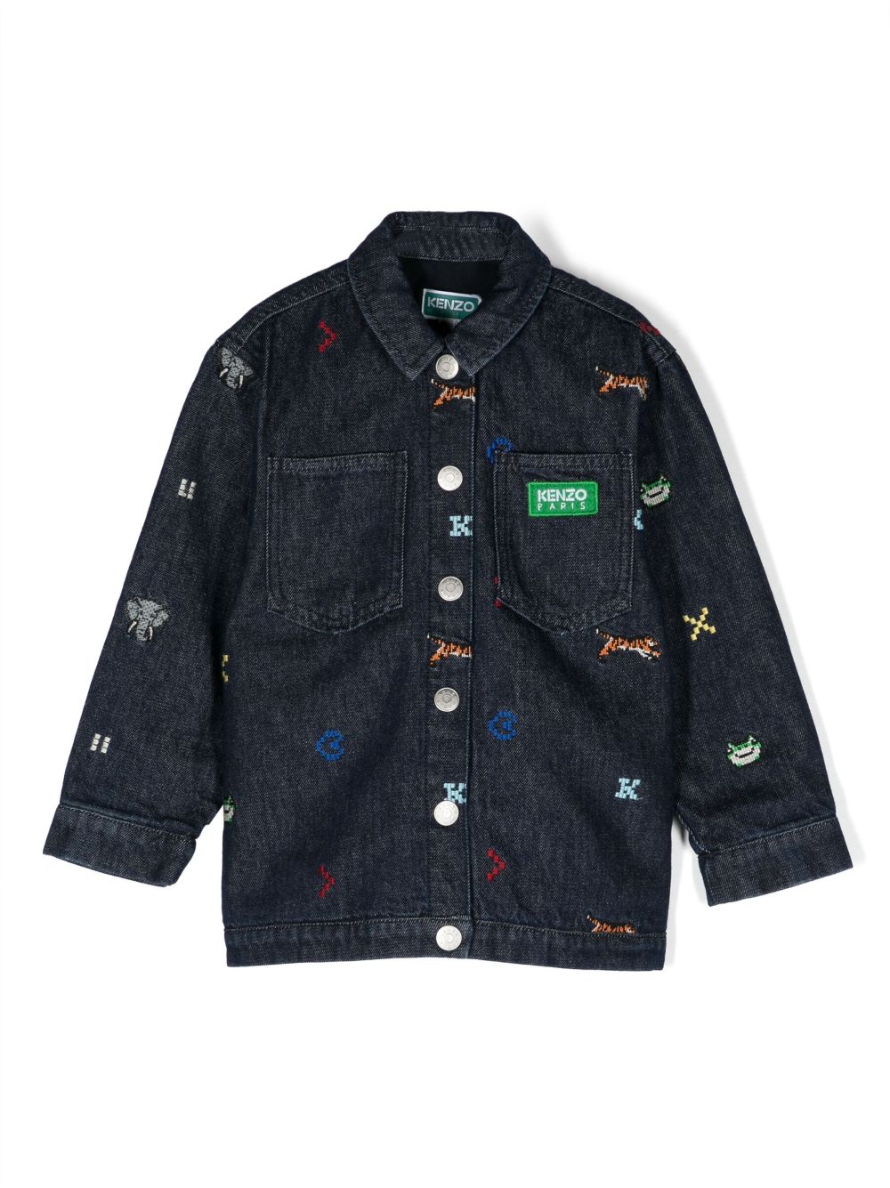 Embroidered-design denim jacket - Blue